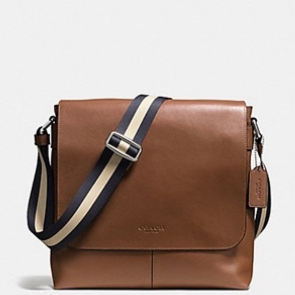 Coach Messenger Charles Small In Sport Calf F72362, Brown Leather Cross Body Bag